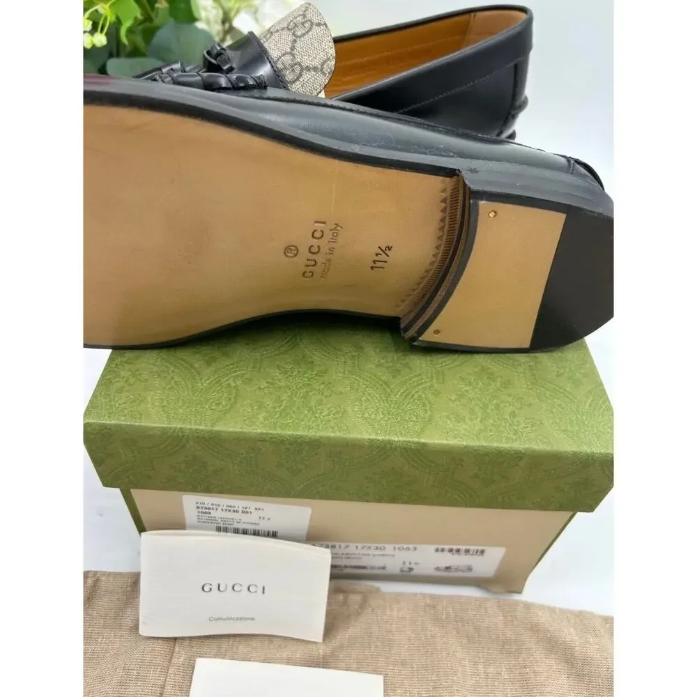 Men's Gucci, GG Supreme tassel loafers size 11.5 fits 12 US made in Italy